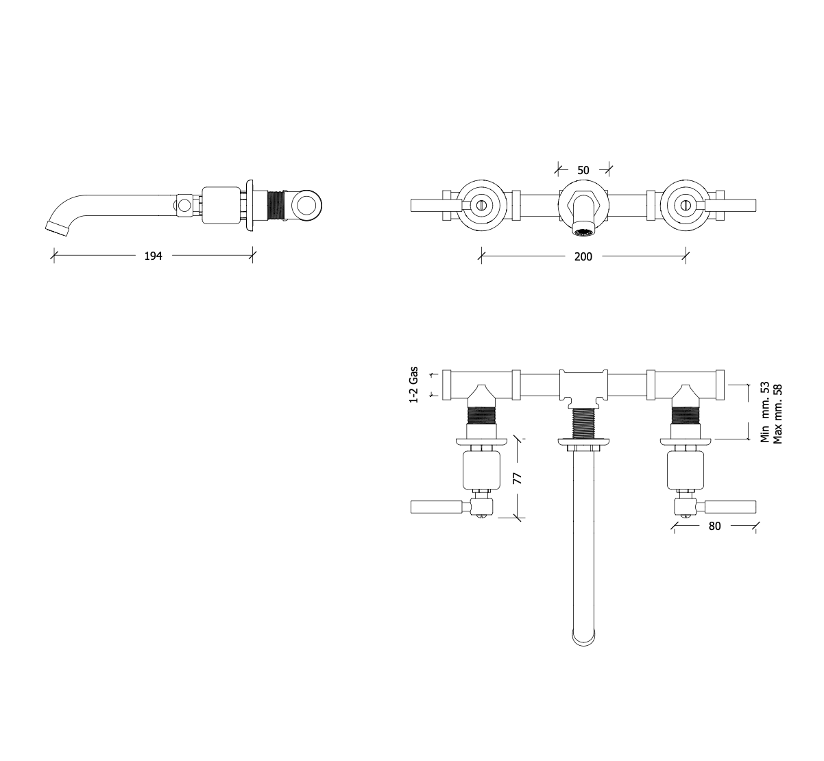 Kappa Three Hole Wall Mount