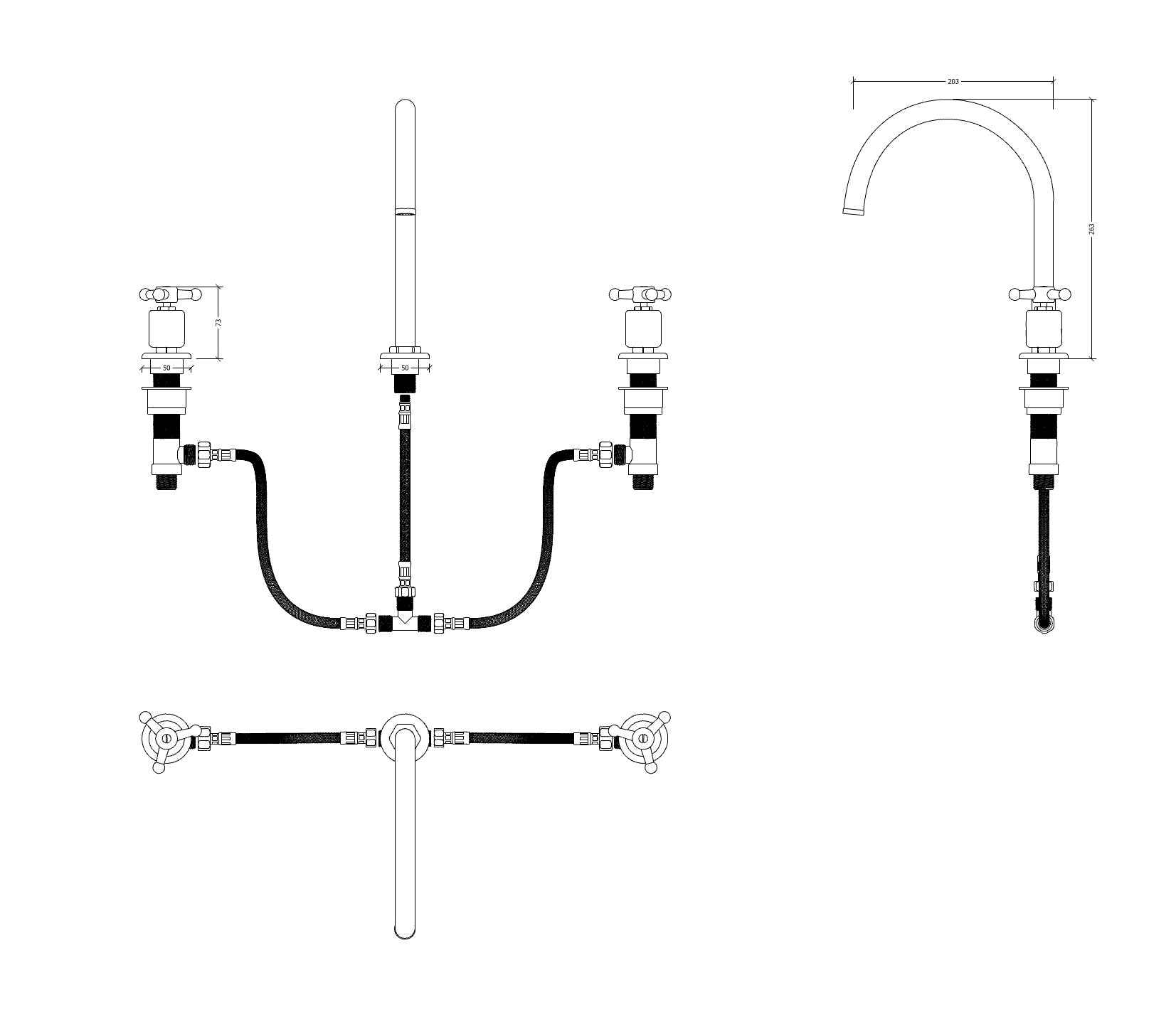 Kappa Three Hole Gooseneck
