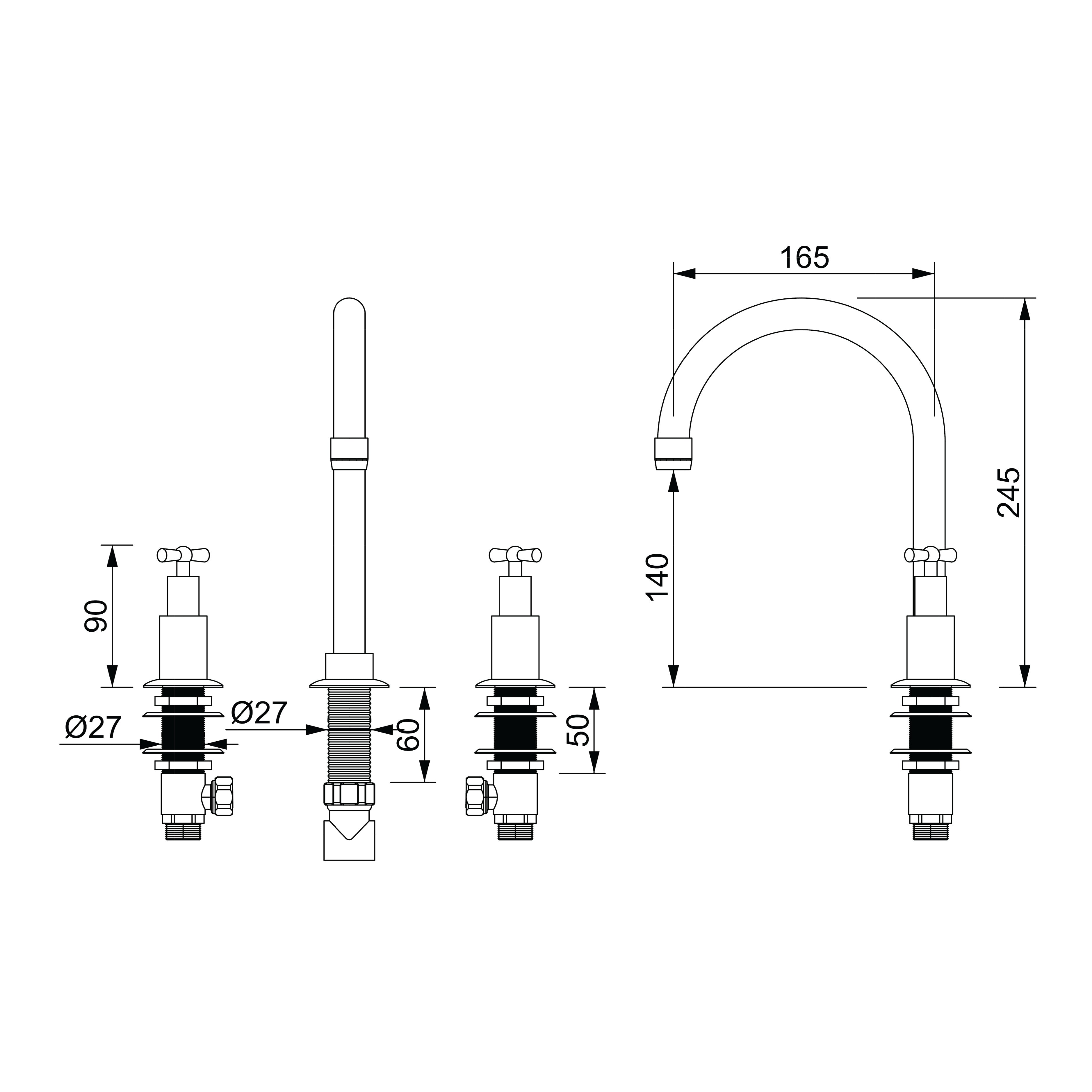 Farfalla Three Hole Gooseneck