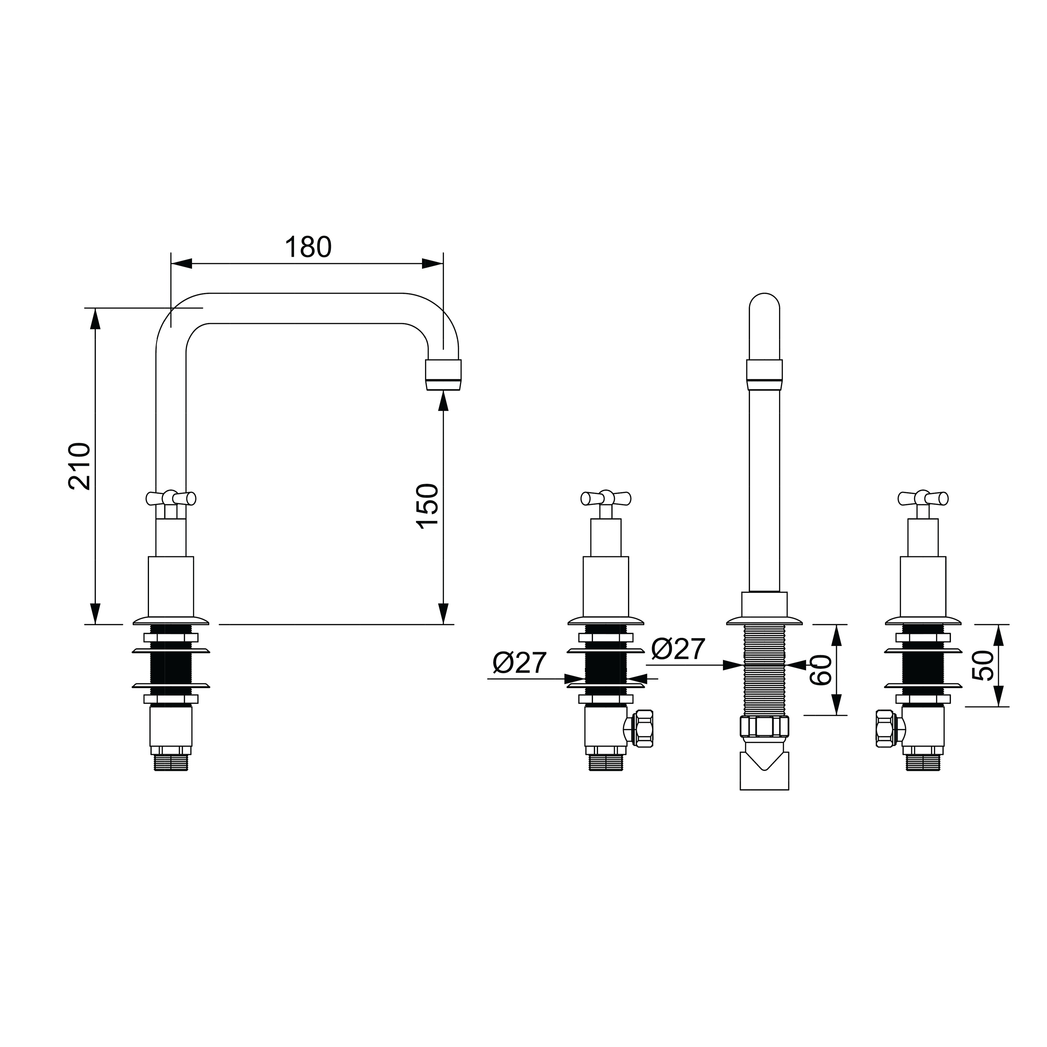 Farfalla Three Hole Squareneck 180