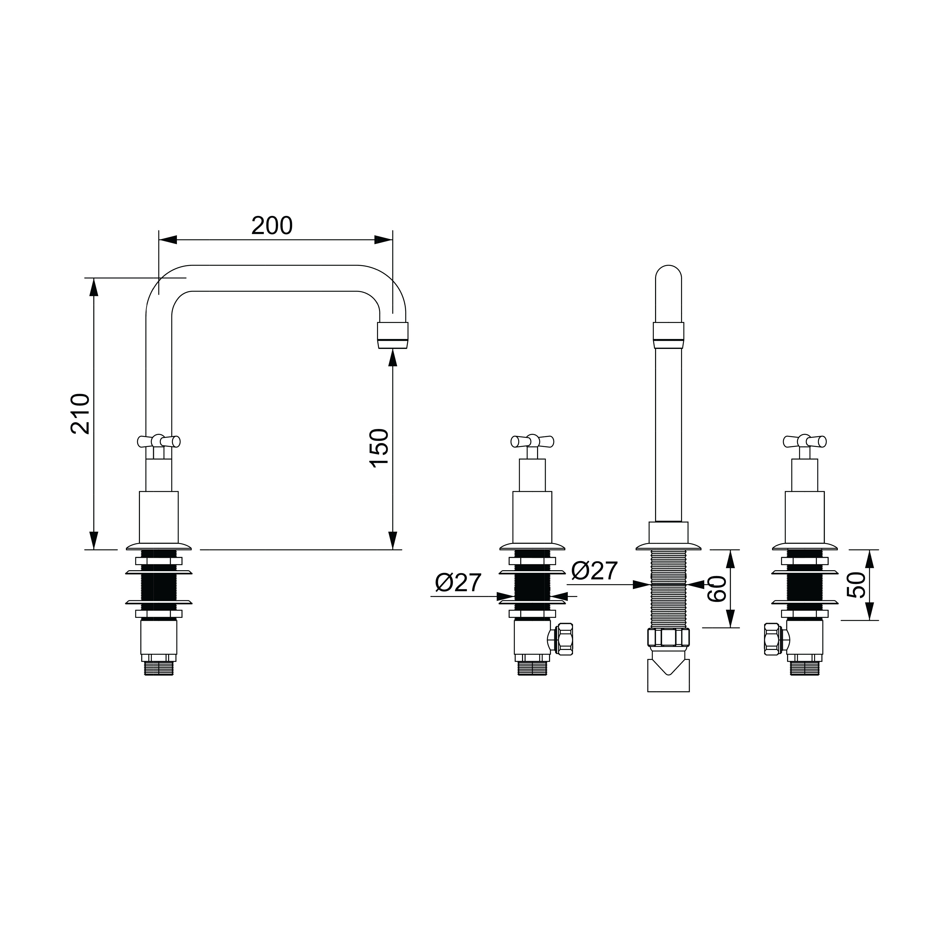 Farfalla Three Hole Squareneck 200